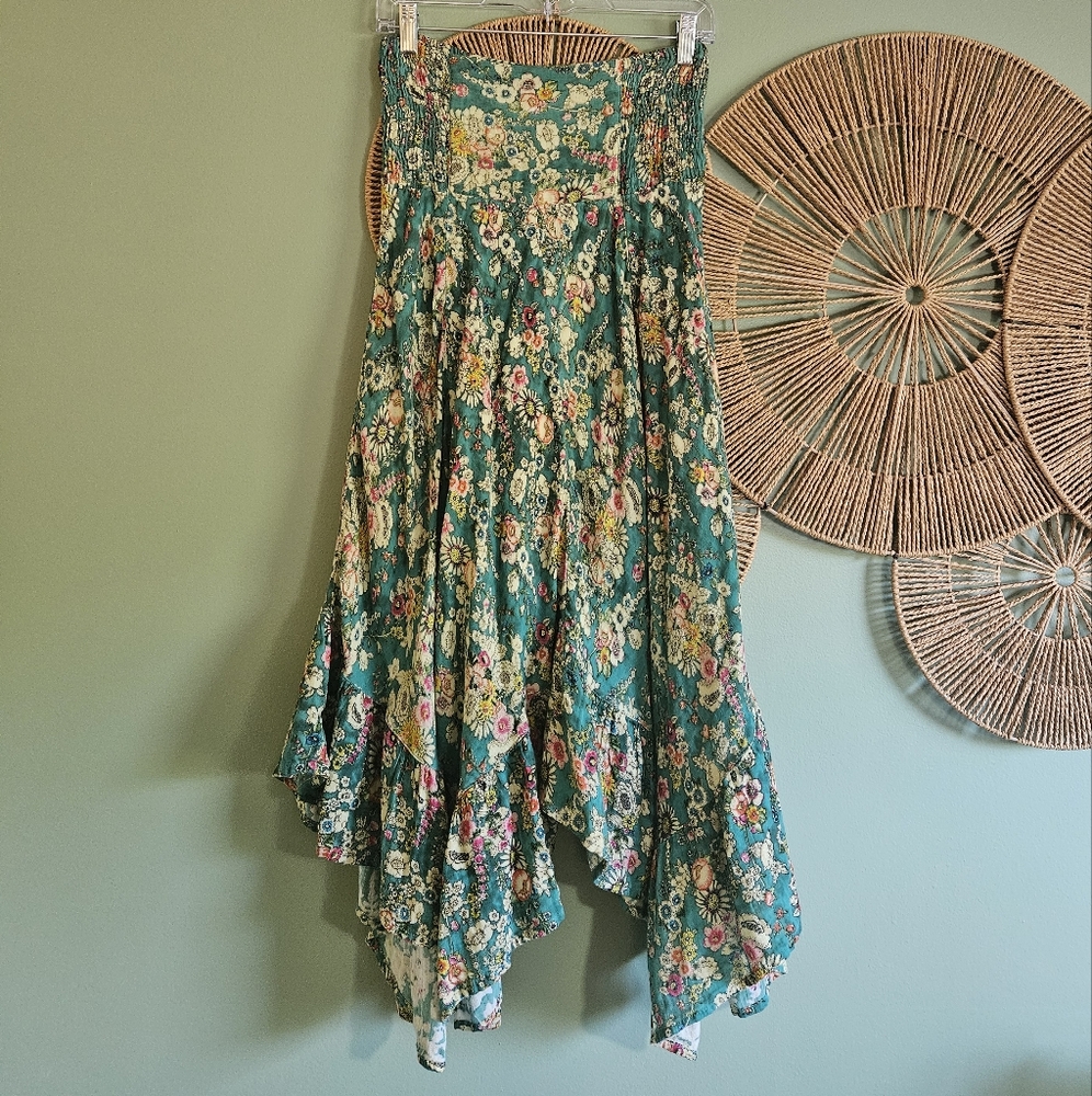 Natural Life "Feelin' Alive" Convertible Midi Skirt Or Dress - Turquoise Floral - Picture 7 of 9